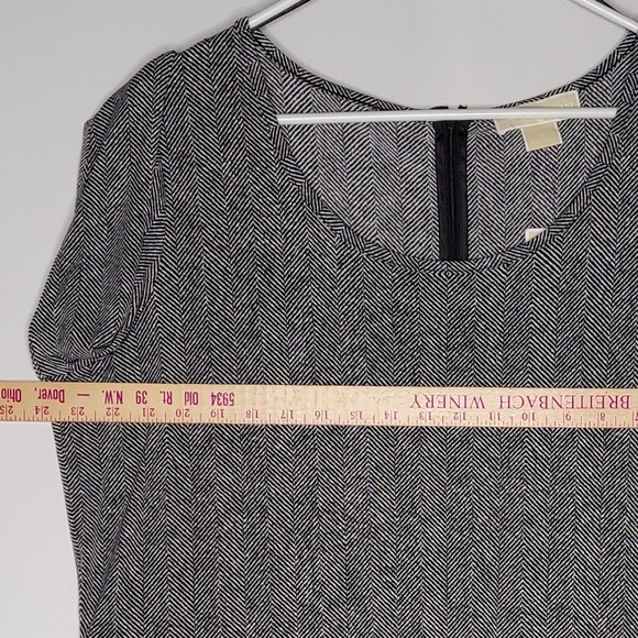 Michael Kors Dress 2X Black White Chevron Stretch Long‎ Sleeve Scoop Neck Zip - Picture 4 of 8